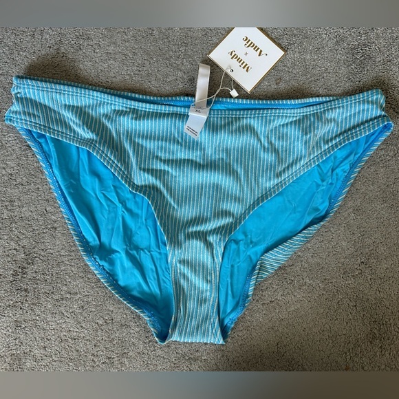 Andie Other - Mindy x Andie Swim The Bikini Bottom in Splash Blue Size XL Sustainable